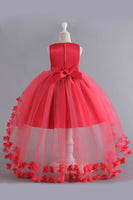 Load image into Gallery viewer, Blue High Low Girls&#39; Dress With Bowknot