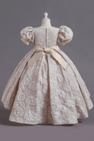 Load image into Gallery viewer, White A Line Girls&#39; Dress With Bow