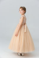 Load image into Gallery viewer, A Line Beaded White Girls&#39; Dress With Appliques