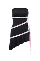 Load image into Gallery viewer, Strapless Asymmetrical Ruffles Pink Cocktail Party Dress