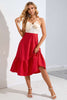 Load image into Gallery viewer, Red Strapless Summer Party Dress with Bow