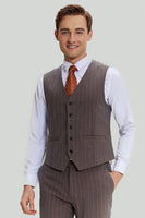 Load image into Gallery viewer, Coffee Pinstripe 3 Piece Men&#39;s Party Suits
