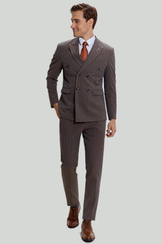 Coffee Pinstripe 3 Piece Men's Party Suits