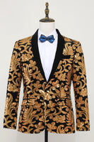 Load image into Gallery viewer, Men&#39;s Blazer Slim Fit Solid One Button Business Gold Suit Jacket