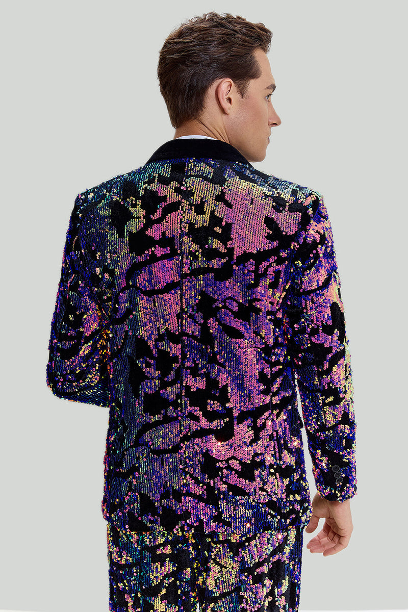 Load image into Gallery viewer, Purple Sequins Mens Two-Piece Suit Shawl Lapel One Button Tuxedo