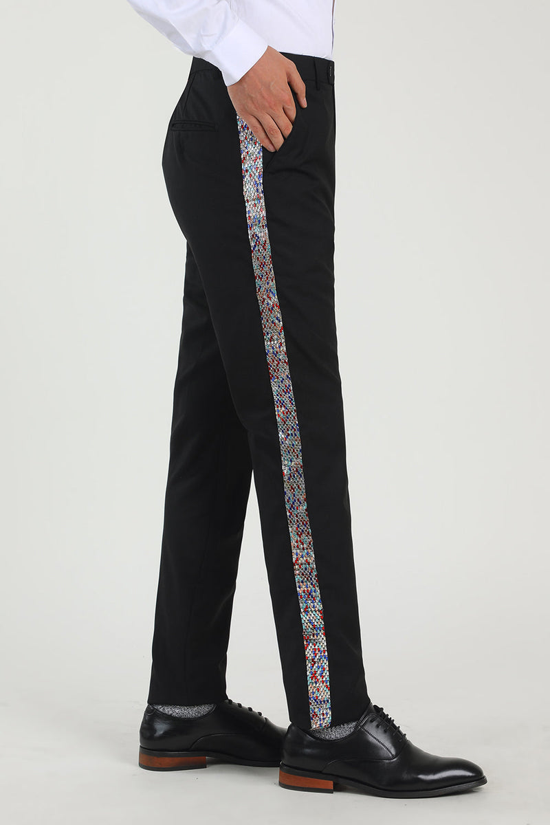 Load image into Gallery viewer, Black Straight Leg Men&#39;s Suits Pants with Beading