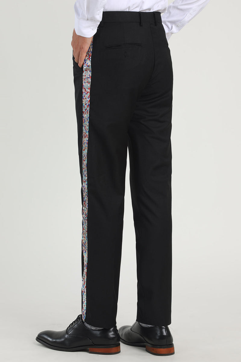 Load image into Gallery viewer, Black Straight Leg Men&#39;s Suits Pants with Beading