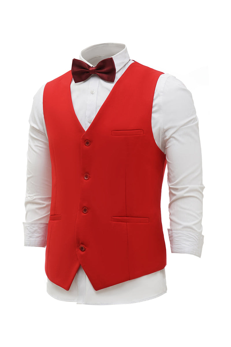 Load image into Gallery viewer, Red Single Breasted Shawl Lapel Men&#39;s Suit Vest