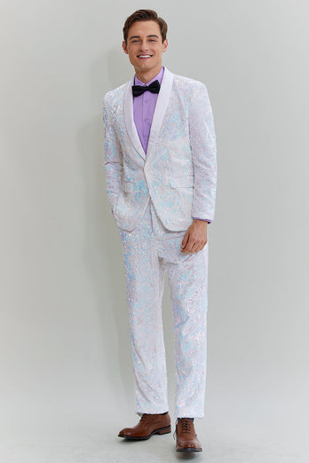 Men's Slim Fit 2 Piece Suit One Button Shawl Lapel Tuxedo for Party