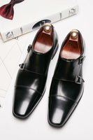 Load image into Gallery viewer, Black Monk Strap Men&#39;s Leather Slip-On Dress Shoes