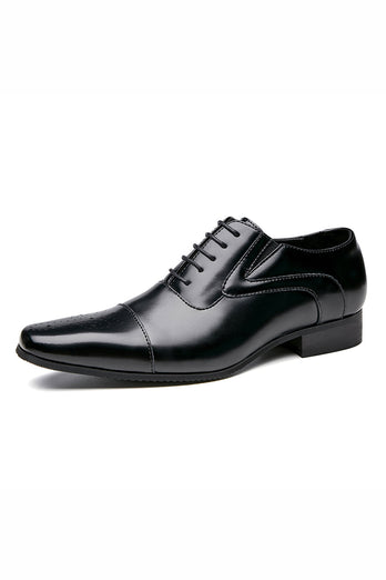 Black Lace-Up Men's Leather Slip-On Formal Shoes