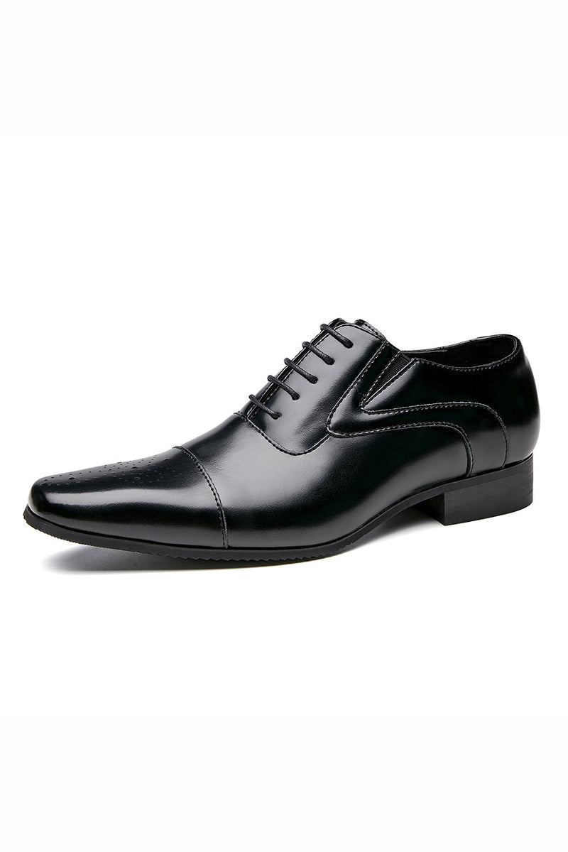 Load image into Gallery viewer, Black Lace-Up Men&#39;s Leather Slip-On Formal Shoes