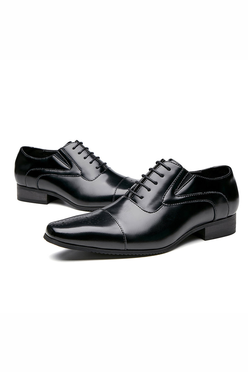 Load image into Gallery viewer, Black Lace-Up Men&#39;s Leather Slip-On Formal Shoes