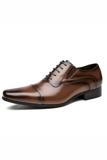 Black Lace-Up Men's Leather Slip-On Formal Shoes