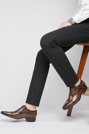 Black Lace-Up Men's Leather Slip-On Formal Shoes