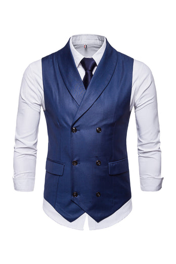 Black Double Breasted Shawl Lapel Men's Suit Vest