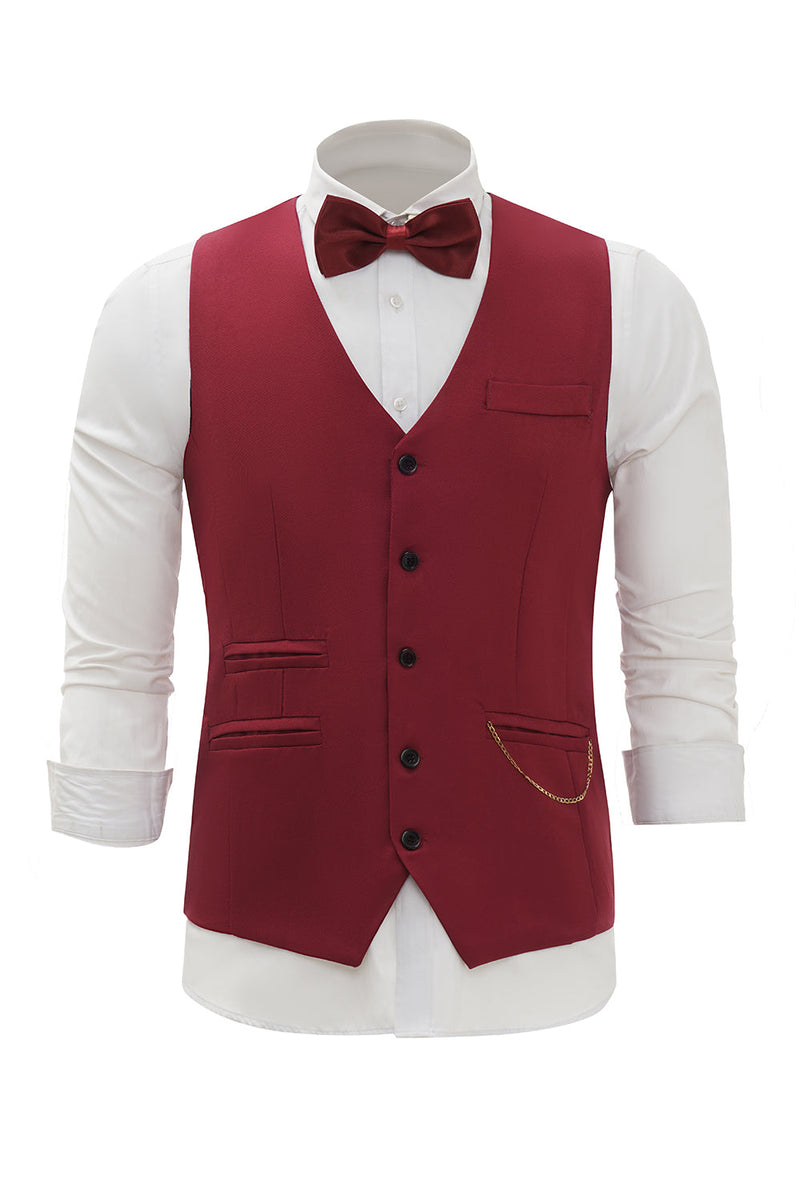 Load image into Gallery viewer, Burgundy Shawl Lapel Single Breasted Men&#39;s Suit Vest