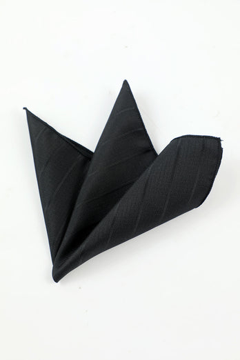 Black Stripe Men's 5-Piece Accessory Set Tie and Bow Tie Pocket Square Flower Lapel Pin Tie Clip