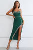 Load image into Gallery viewer, Dark Green Strapless Semi Formal Dress with Slit