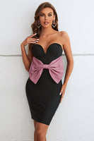 Load image into Gallery viewer, Black Sweetheart Bodycon Semi Formal Dress with Bowknot