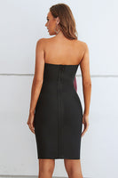 Load image into Gallery viewer, Black Sweetheart Bodycon Semi Formal Dress with Bowknot