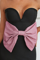 Load image into Gallery viewer, Black Sweetheart Bodycon Semi Formal Dress with Bowknot