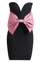 Load image into Gallery viewer, Black Sweetheart Bodycon Semi Formal Dress with Bowknot