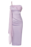 Load image into Gallery viewer, Lilac One Shoulder Bodycon Cocktail Dress with Ruffles