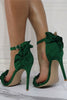 Load image into Gallery viewer, Dark Green Stiletto Flower High Heel Sandals