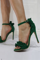 Load image into Gallery viewer, Dark Green Stiletto Flower High Heel Sandals