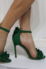 Load image into Gallery viewer, Dark Green Stiletto Flower High Heel Sandals
