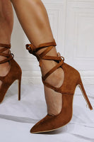Load image into Gallery viewer, Brown Strappy Stiletto Pointed Toe Shoes