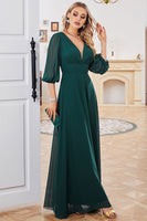 Load image into Gallery viewer, Dark Green Mother of Bride Dress with Sleeves