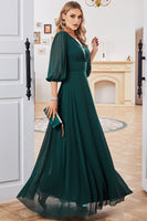 Load image into Gallery viewer, Dark Green Mother of Bride Dress with Sleeves