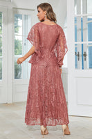 Load image into Gallery viewer, Lace Dusty Rose Mother of Bride Dress