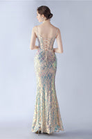 Load image into Gallery viewer, Burgundy Spaghetti Straps V-neck Swquin Sheath Formal Dress with Slit