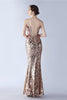Load image into Gallery viewer, Burgundy Spaghetti Straps V-neck Swquin Sheath Formal Dress with Slit
