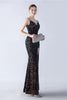 Load image into Gallery viewer, Glitter Mermaid Spaghetti Straps Beaded Symphony Black Formal Dress With Side Slit