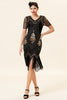 Load image into Gallery viewer, V Neck Black 1920s Flapper Dress