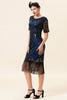 Load image into Gallery viewer, Blue Sequins Fringe Gatsby 1920s Dress with Sleeves