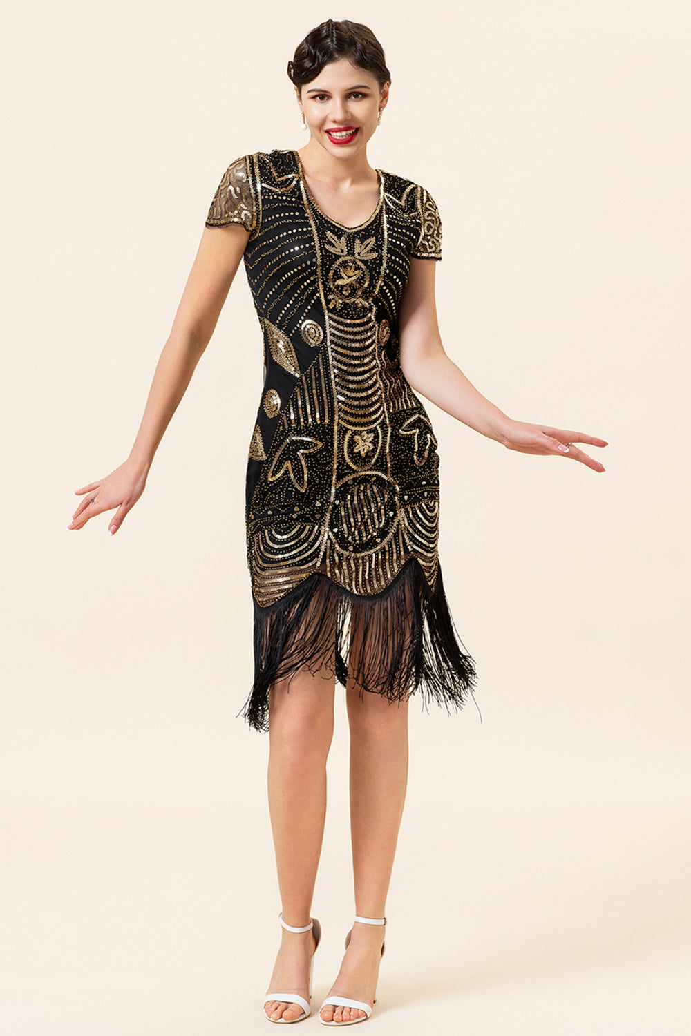 Black Golden 1920 Retro Sequin Dress