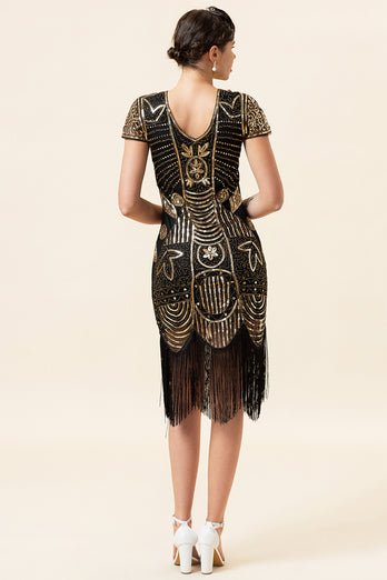 Black Golden 1920 Retro Sequin Dress