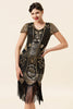 Load image into Gallery viewer, Black Golden 1920 Retro Sequin Dress