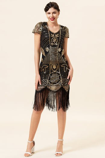 Black Golden 1920 Retro Sequin Dress