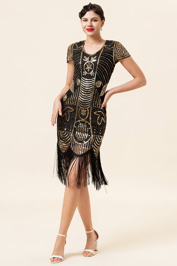 Black Golden 1920 Retro Sequin Dress