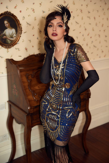 Black Golden 1920 Retro Sequin Dress