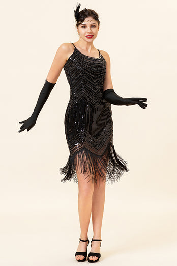 Bodycon Black Silver Sequins 1920s Dress