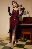 Load image into Gallery viewer, Spaghetti Straps Black Silver 1920s Dress