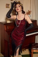 Load image into Gallery viewer, Spaghetti Straps Black Silver 1920s Dress
