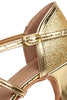 Load image into Gallery viewer, Gold Kitten 1920s Sandal